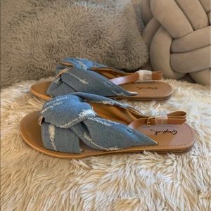 Denim Style Slip On Sandals